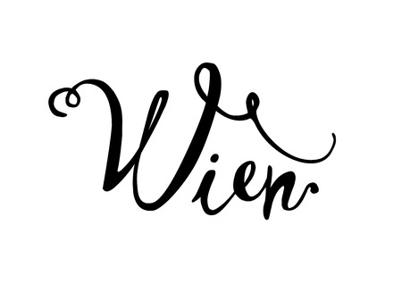 Wien. Hand written vector word black on white backgroundのイラスト素材