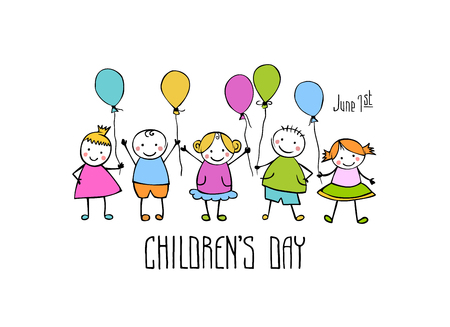 Happy Children's day. June 1 holiday vector cardのイラスト素材
