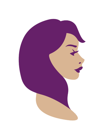 Girl face side view. Head of a beautiful womanのイラスト素材