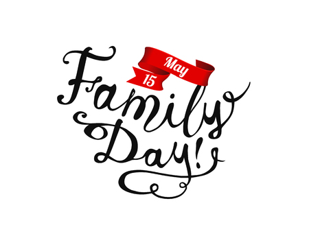 Family day. May 15. Vector hand written lettering.のイラスト素材