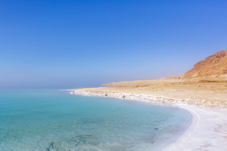 Salt on the shore of the Dead Sea. Jordan landscapeの写真素材