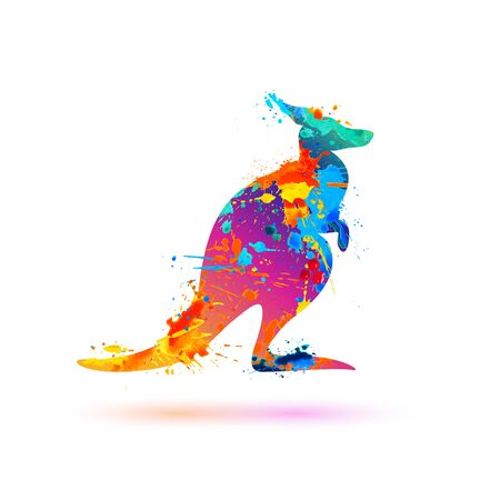 Kangaroo silhouette vector symbol of splash paintのイラスト素材