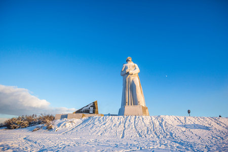 Editorial. Murmansk, Russia. February 14, 2019. Monument to the Defenders of the Arctic. Or Alyosha