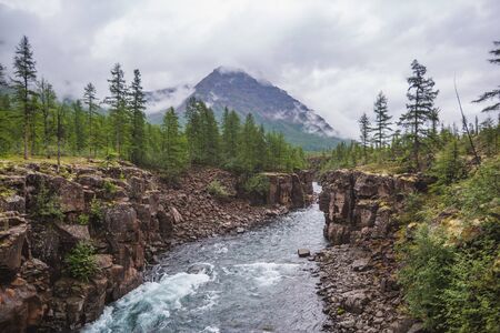 Hoisey River Gorge in Putorana Plateau, Taimyr. Russia, Siberiaの写真素材