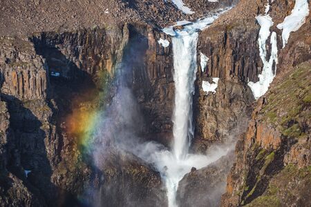 Waterfall on the Hikikal River, Putorana Plateau, Taimyr. Russia, Siberiaの写真素材