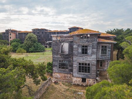 Ruined Greek shelter on Buyukada Island. Adalar, Istanbul in Turkeyの写真素材