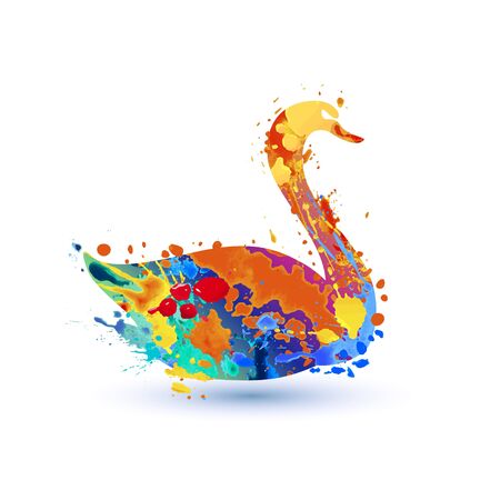 Silhouette of swan of splash paint. Vector symbolの写真素材