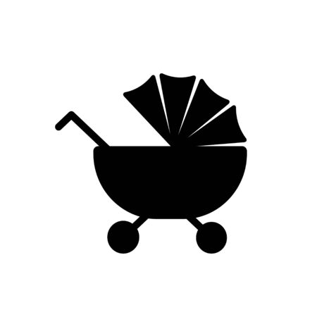 Baby carriage vector icon. Black on white backgroundの写真素材
