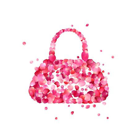 Woman hand bag of pink rose petals. Vector symbolのイラスト素材
