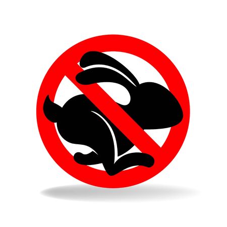 Crossed out hare. Sign prohibiting stowaways, or sign indicating that the product has not been tested on animals. Vector symbolのイラスト素材
