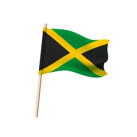 Jamaica flag. Golden oblique cross on a background of two green and two black triangles. Vectorのイラスト素材