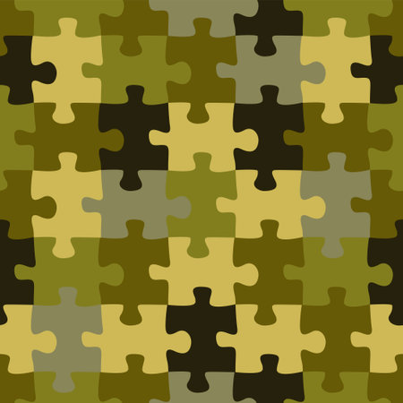 Vector seamless pattern of puzzle grid of khaki colorのイラスト素材