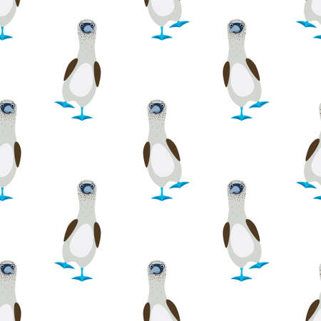 Seamless vector pattern of gannets bird with a blue feetのイラスト素材