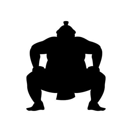 Vector sumo wrestler silhouette. Black on white iconのイラスト素材