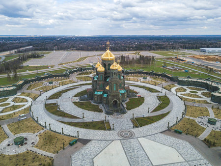KUBINKA, MOSCOW REGION, RUSSIA - April 28, 2021: Main Church of the Russian Armed Forces in Park...
