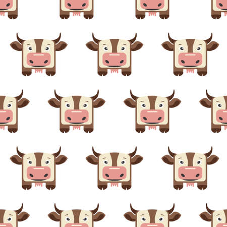 Vector seamless pattern of cow on white backgroundのイラスト素材