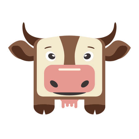 Cow square vector icon. Flat symbol on white backgroundのイラスト素材