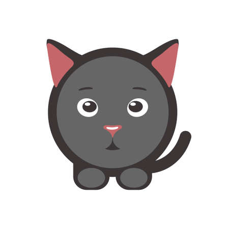 Black cat circle vector icon. Kitten symbolのイラスト素材