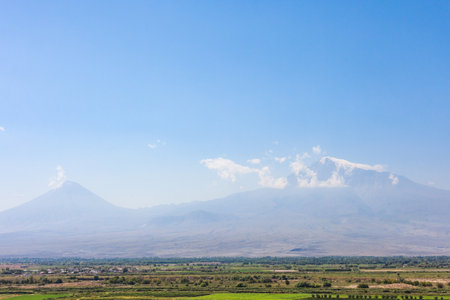 Landscape of Armenia with the biblical Mount Araratの写真素材