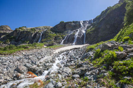 Sofia waterfalls, Arkhyz, Karachay-Cherkessia landscape. Russiaの写真素材