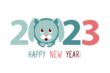 Congratulations card. Happy New Year 2023 with rabbitのイラスト素材