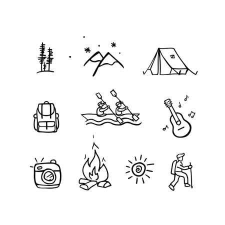 Set of vector icons. tourism linear picturesのイラスト素材