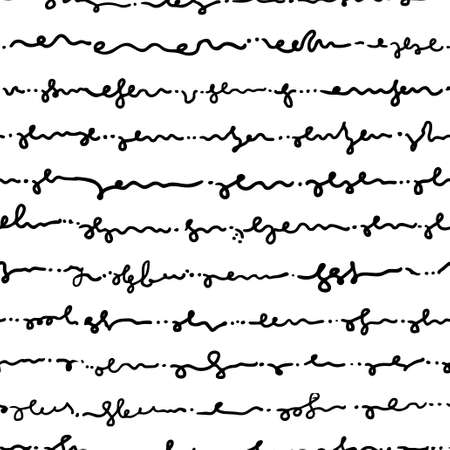 Seamless abstract vector pattern of squiggles. black on whiteのイラスト素材