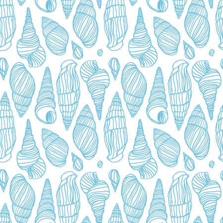 Vector seamless pattern of shells on white backgroundのイラスト素材