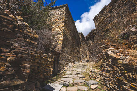 Ghyaru ancient stone village in Himalaya mountains in Nepalの写真素材