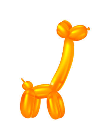 Orange color Balloon twisted in the shape of a giraffeのイラスト素材