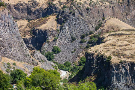 Basalt rocks of the Garni gorge in Armenia. Symphony of stones from afarの写真素材