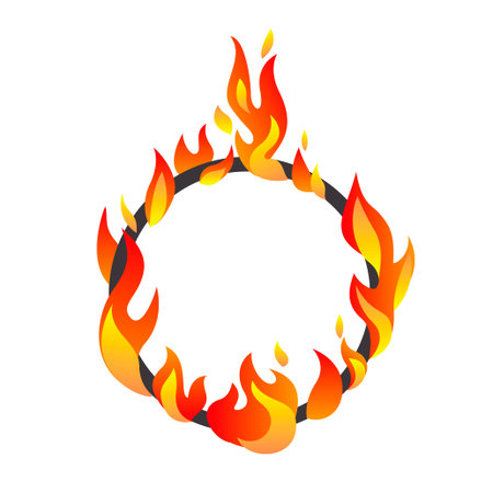 Burning circus ring in flames. vector illustrationのイラスト素材