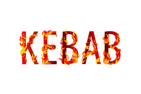 KEBAB. Vector burning word. Symbol with flaming fireのイラスト素材