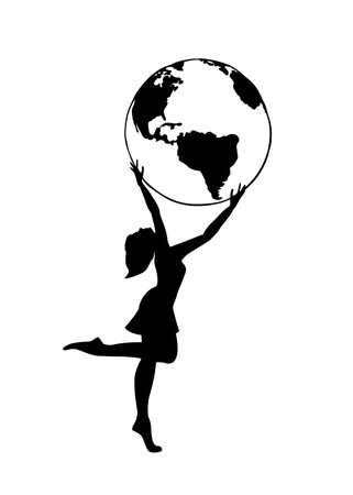 Girl holds the Earth in her hands. Woman bring the worldbring the worldのイラスト素材