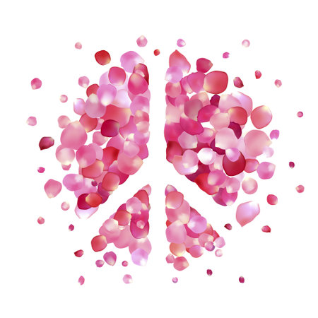 Peace vector symbol of pink rose petalsのイラスト素材