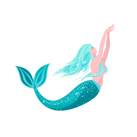 Vector silhouette of a swimming mermaid on a white backgroundのイラスト素材