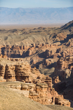 Charynsky canyon rocky landscape. Landmark of Kazakhstan