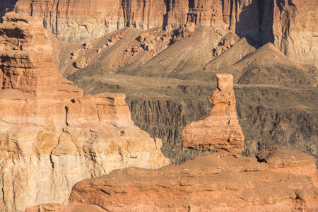 castles valley view. Charynsky canyon rocky landscape. Landmark of Kazakhstan
