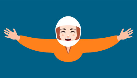 Girl soars in a wind tunnel. vector illustrationのイラスト素材