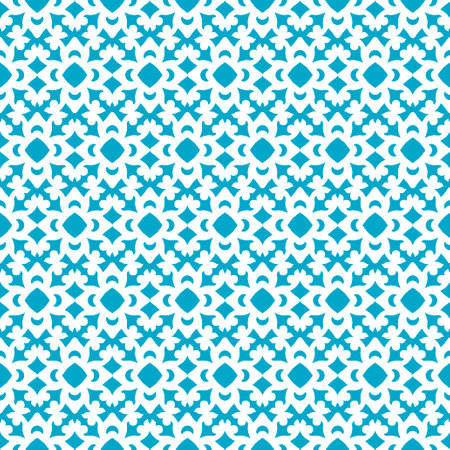 Seamless vector pattern of white decor on blue backgroundのイラスト素材