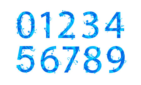Collection of digits. vector numbers. Figures of blue paintのイラスト素材