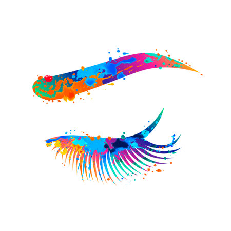 Vector logo for an eyebrow and eyelash salon of splash paintのイラスト素材