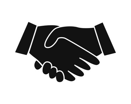 handshake sign. Agreement, deal vector symbol black on whiteのイラスト素材