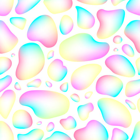 Seamless vector pattern of colorful glowing rainbow bubbles. abstract gentle backgroundのイラスト素材