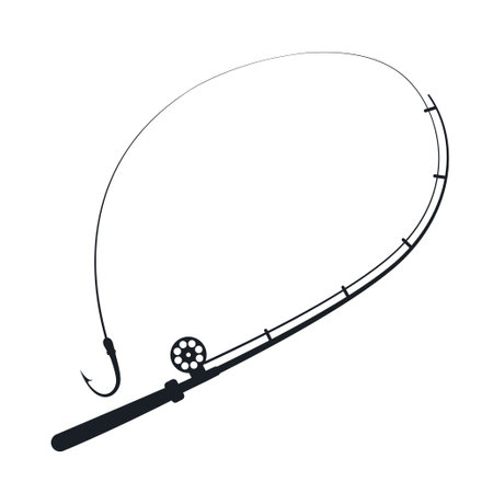 Fishing spinning silhouette symbol. vector icon black on whiteのイラスト素材