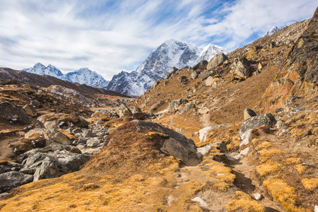 Way to Everest base camp. Sagarmatha National Park, Nepalの写真素材
