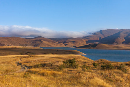 Spandaryan reservoir on the Vorotan river, Syunik region in Armeniaの写真素材