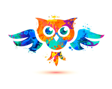 Eagle owl vector symbol of splash paintのイラスト素材