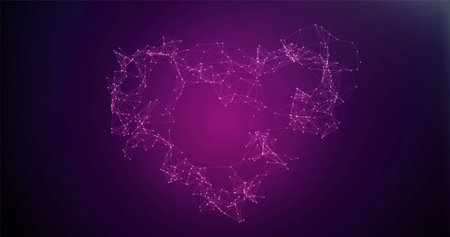 plexus of lines and dots on a purple backgroundの写真素材