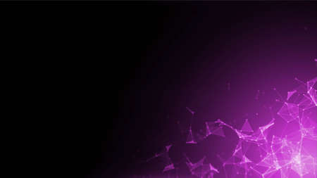 Illustration - Moving triangles and lines in the corner of the screen on a purple bgの写真素材